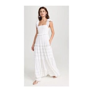 PQ Victoria Smocked Maxi Dress Women's Size M/L White Boho Ethereal NWT $164